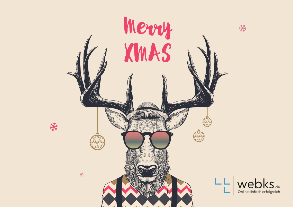 Rentier mit Sonnenbrille - Merry Xmas - webks.de